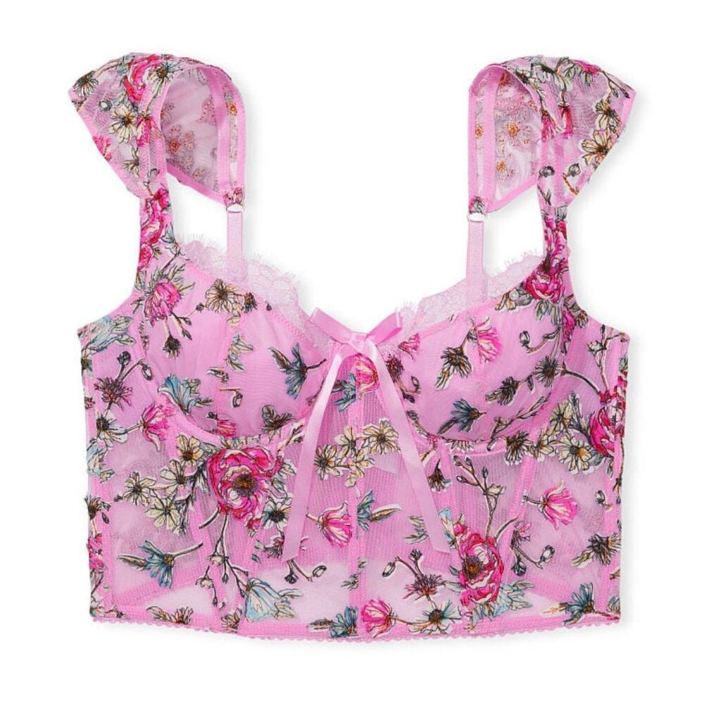 Victoria's Secret Corset - Pink, Butterflies, Lace